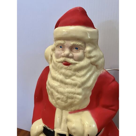 Vintage Santa Claus Blow Mold Lighted Lamp Christmas 17" Hard Plastic 50s-60s - Picture 3 of 8